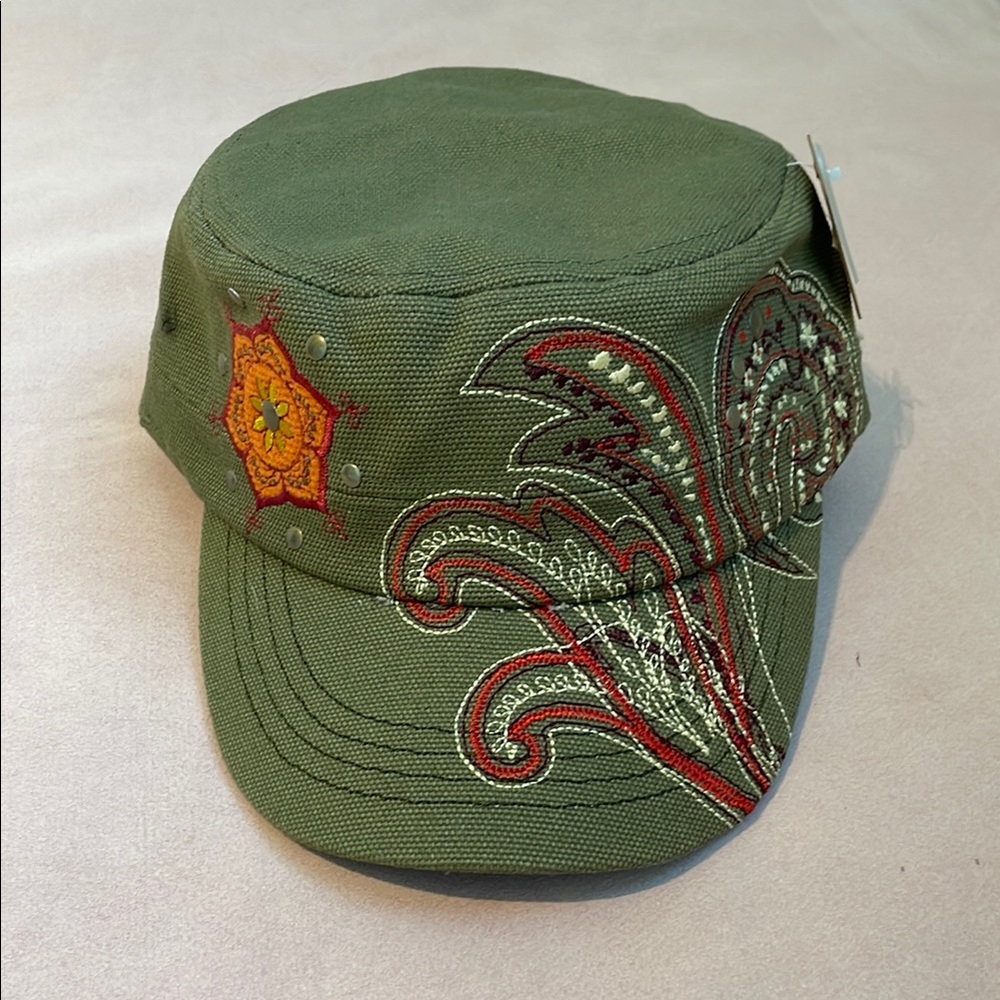 Karma Green Embroidered Hat